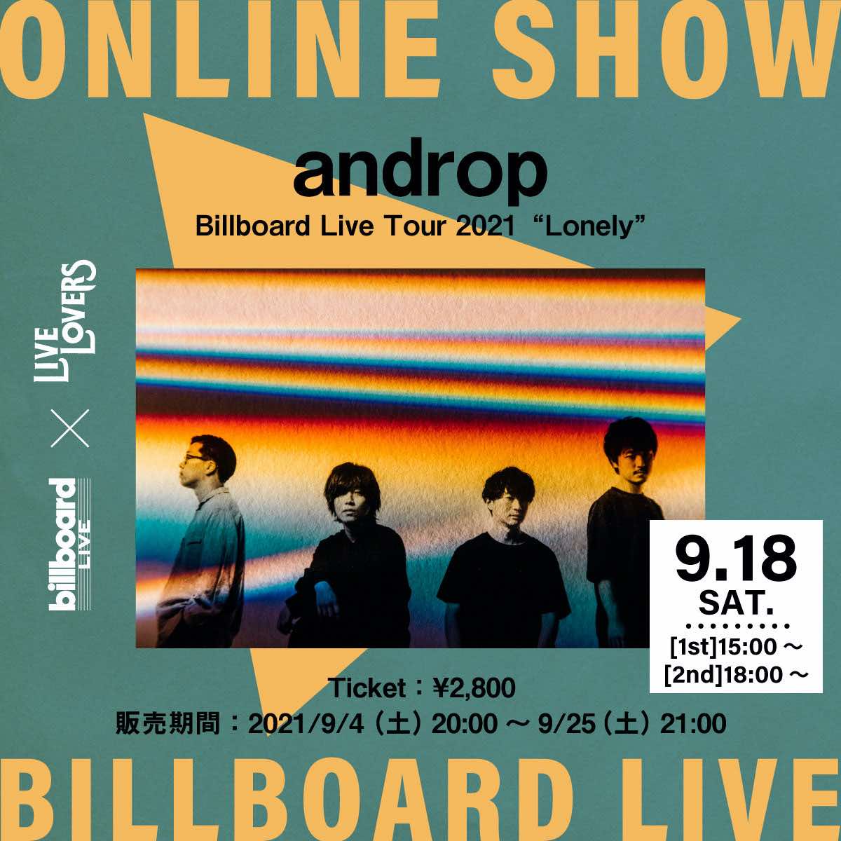 androp、ビルボードライブ東京で開催のライブが生配信決定！